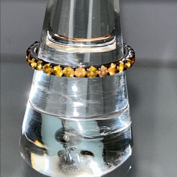 NWOT Genuine Citrine Gemstone Sterling Silver Eternity Band Ring Bohemian Boho